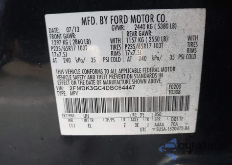 2013 Ford Edge Se z USA, uszkodzony, nr VIN 2FMDK3GC4DBC64447